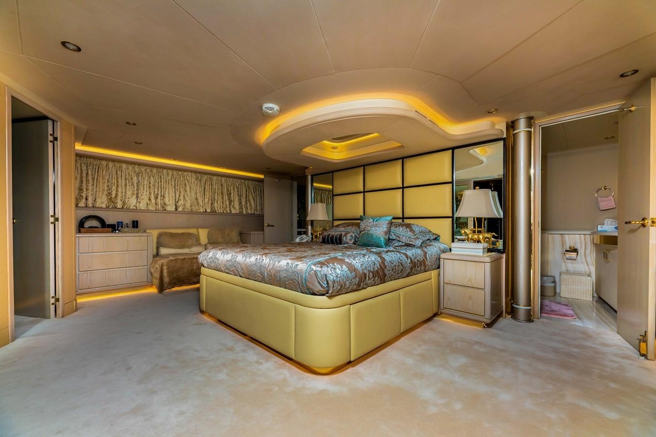 a large bedroom with a bed aboard WILDE WHALE Yacht for Sale