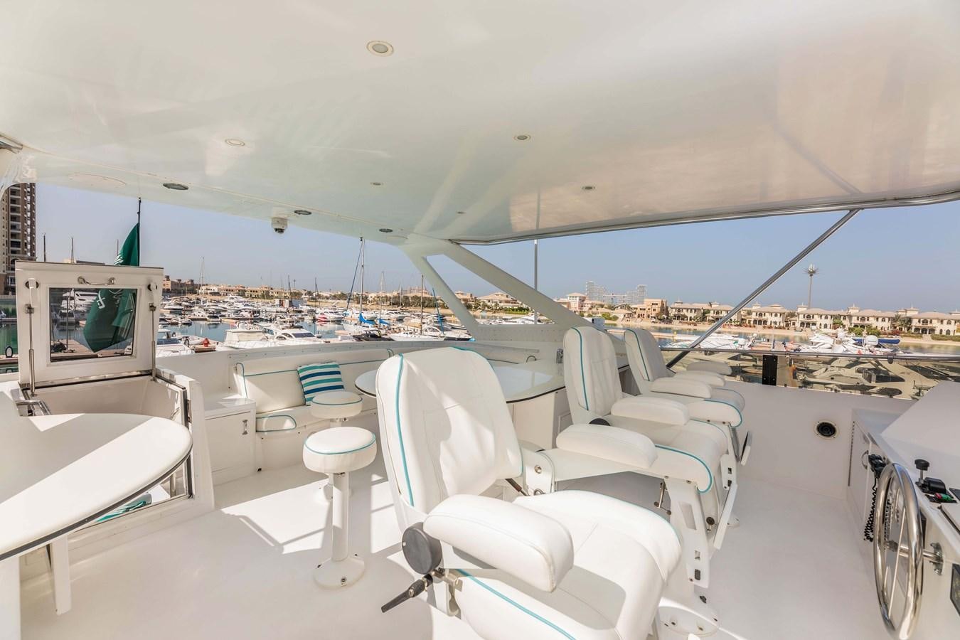 a room with a view of a city and a large body of water aboard WILDE WHALE Yacht for Sale