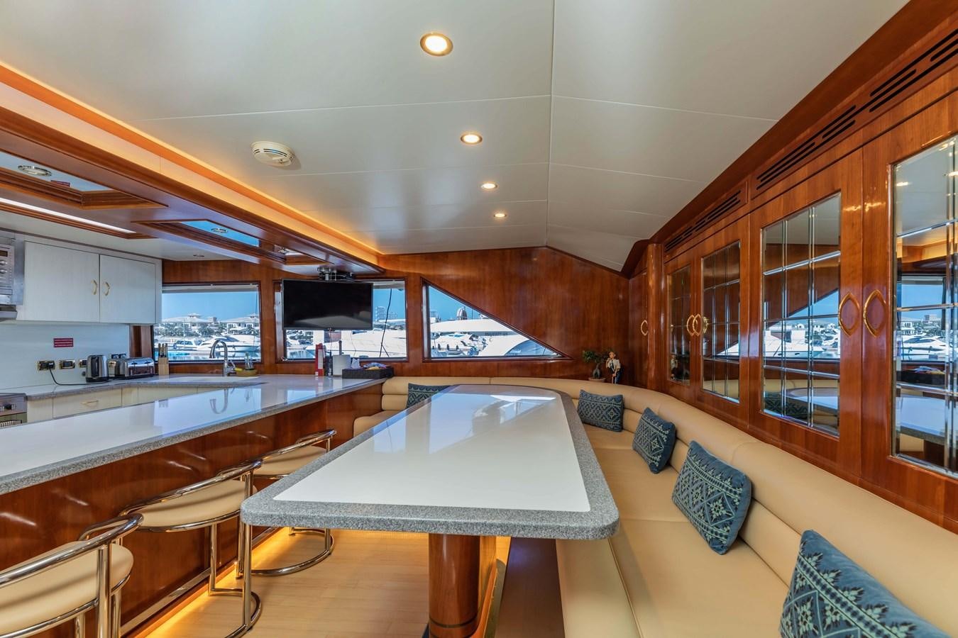 a large kitchen and living room aboard WILDE WHALE Yacht for Sale