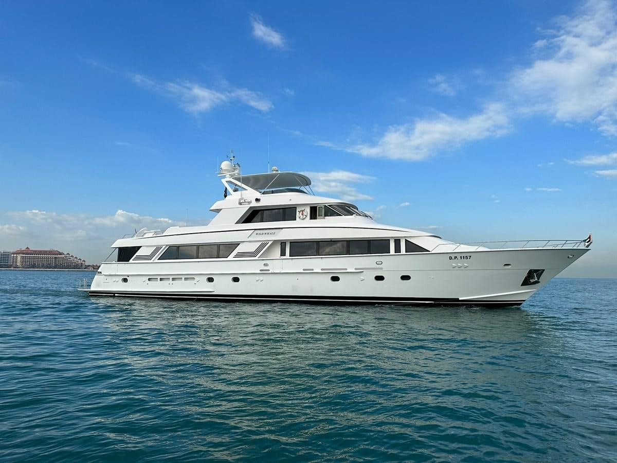 a white yacht in the water aboard WILDE WHALE Yacht for Sale
