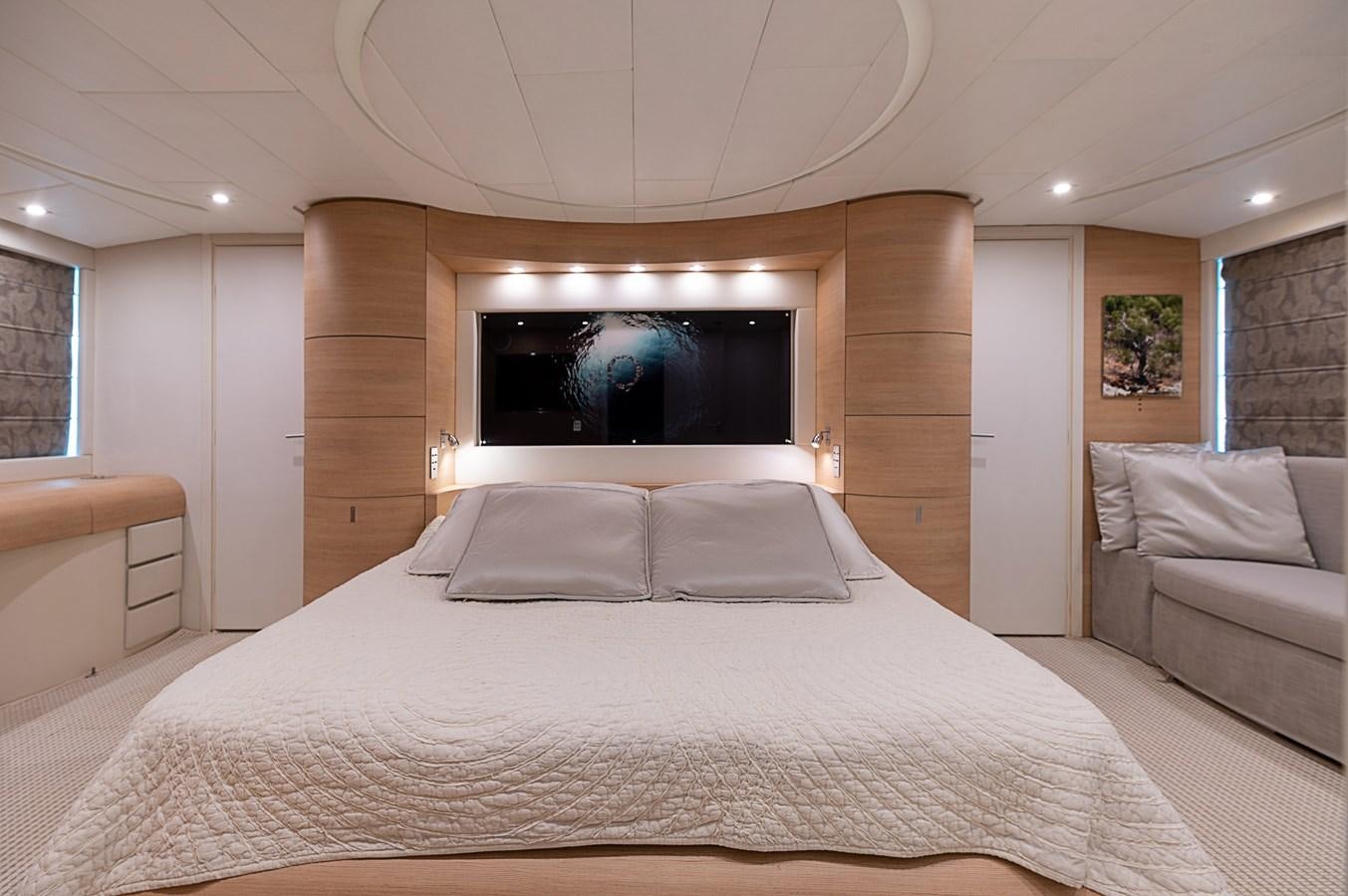 a large bed in a room aboard BLUE PRINCESS STAR Yacht for Sale