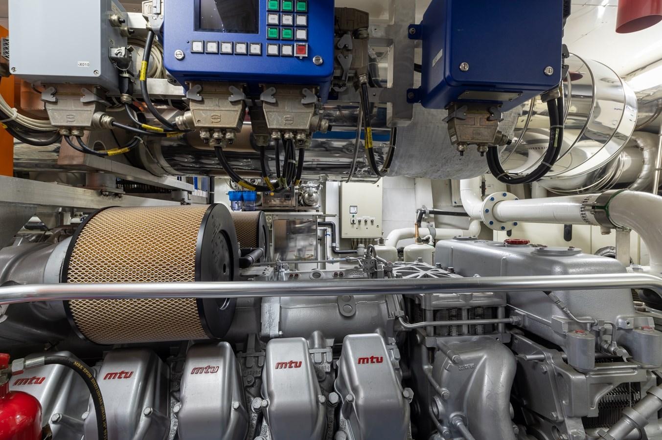a close-up of a car engine aboard BLUE PRINCESS STAR Yacht for Sale