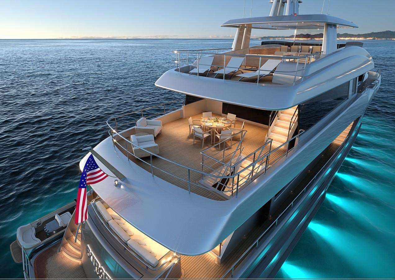 a boat on the water aboard BURGER 122 TRI-DECK Yacht for Sale