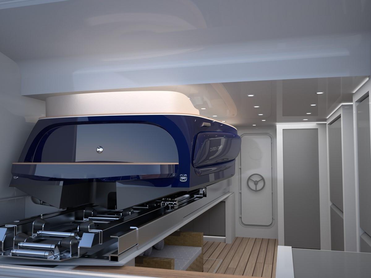 a large blue machine aboard BURGER 122 TRI-DECK Yacht for Sale