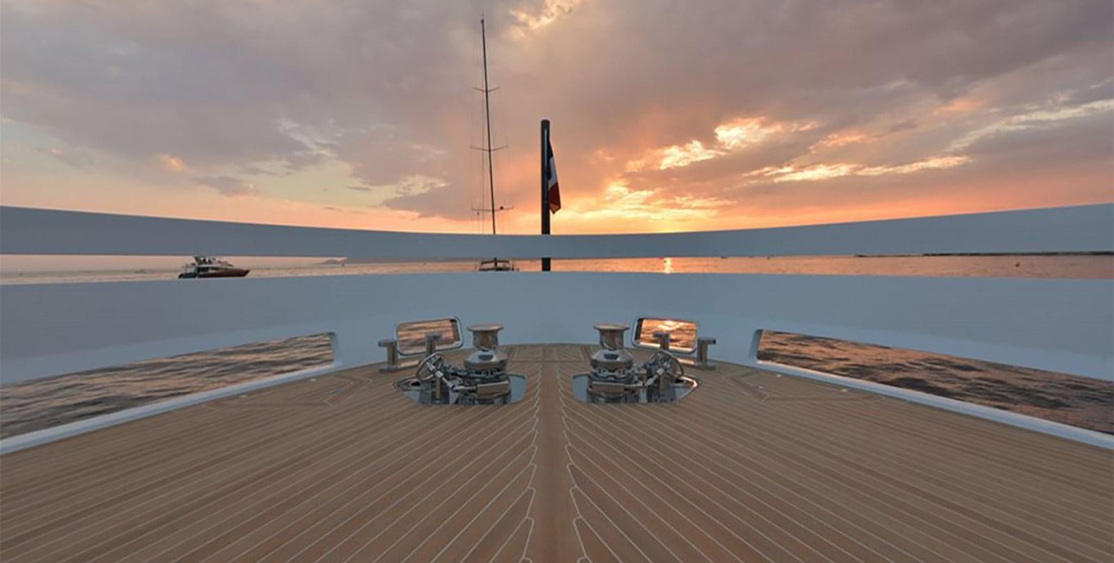a dock with chairs on it aboard ARIA.S Yacht for Sale