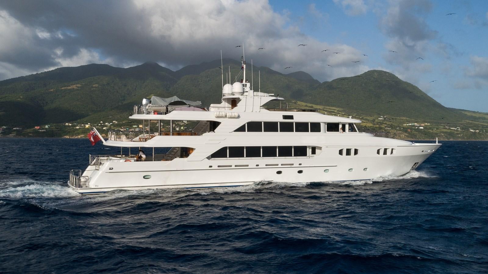 a large white boat in the water aboard REVIVE Yacht for Sale