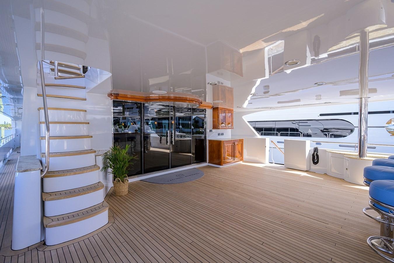 a room with a staircase and a staircase aboard REVIVE Yacht for Sale