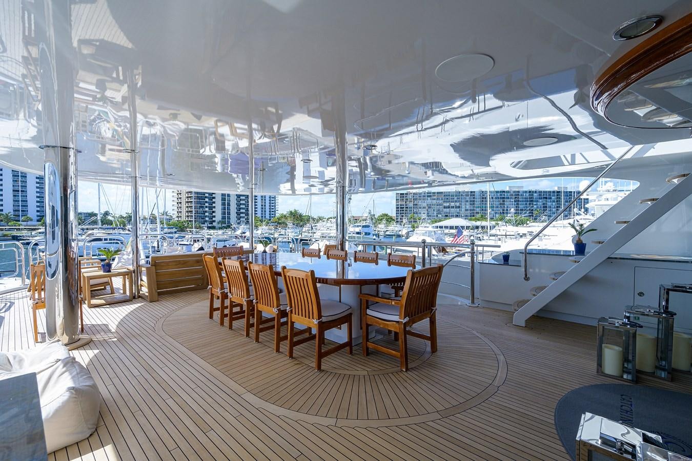 a room with a large glass ceiling aboard REVIVE Yacht for Sale