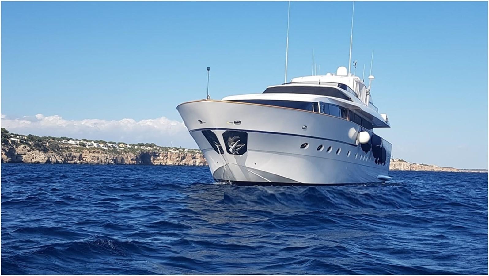 a white boat in the water aboard P Yacht for Sale