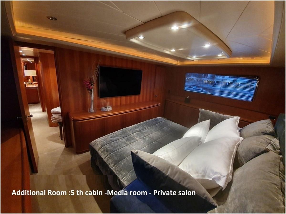 a room with a couch and a television aboard P Yacht for Sale