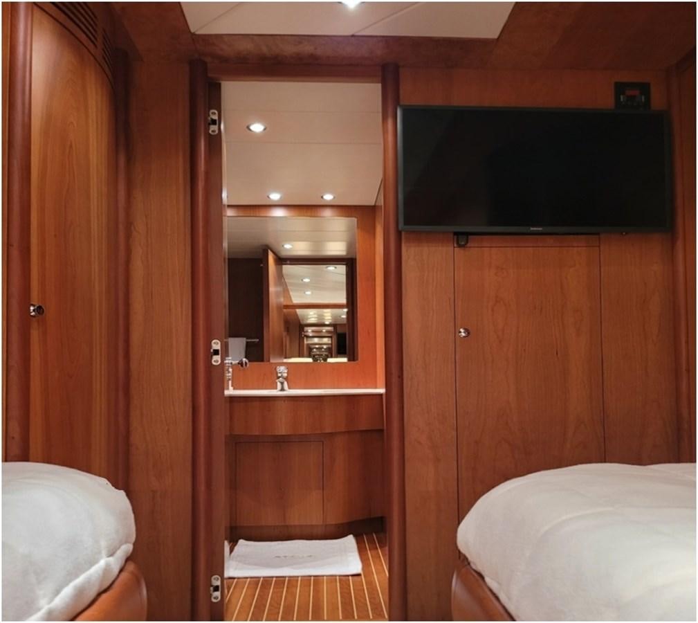 a bathroom with a mirror aboard P Yacht for Sale