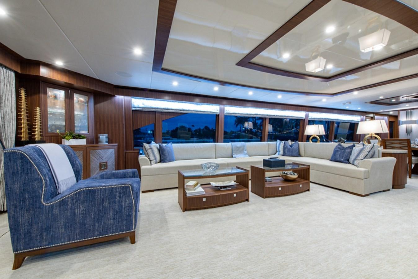 a large living room with a large open floor plan aboard G120 SIGNATURE SERIES Yacht for Sale
