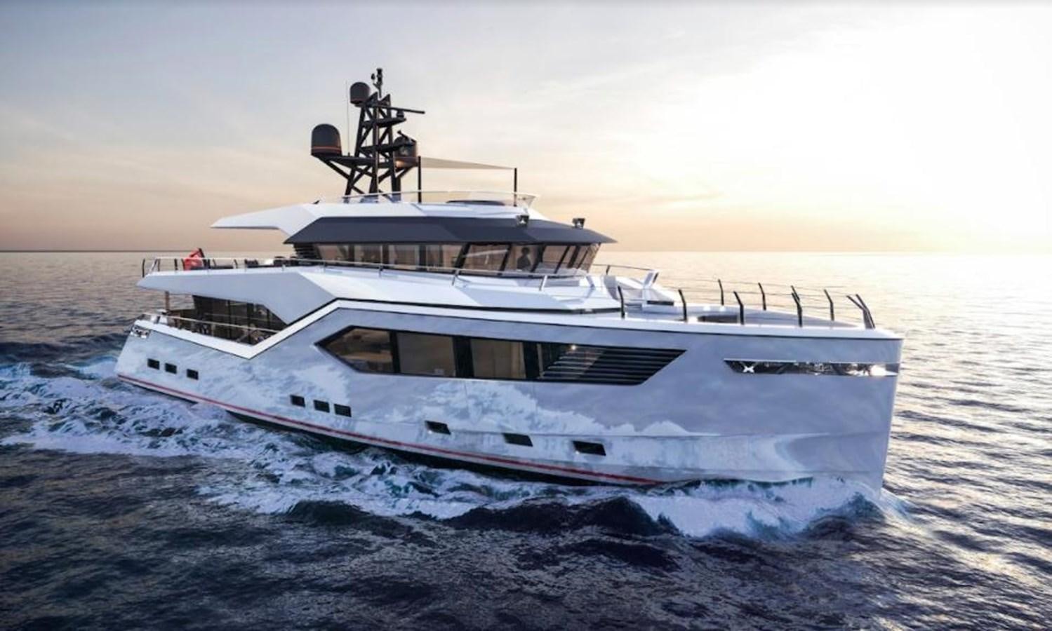 a large white yacht aboard EVADNE ROCK XL Yacht for Sale