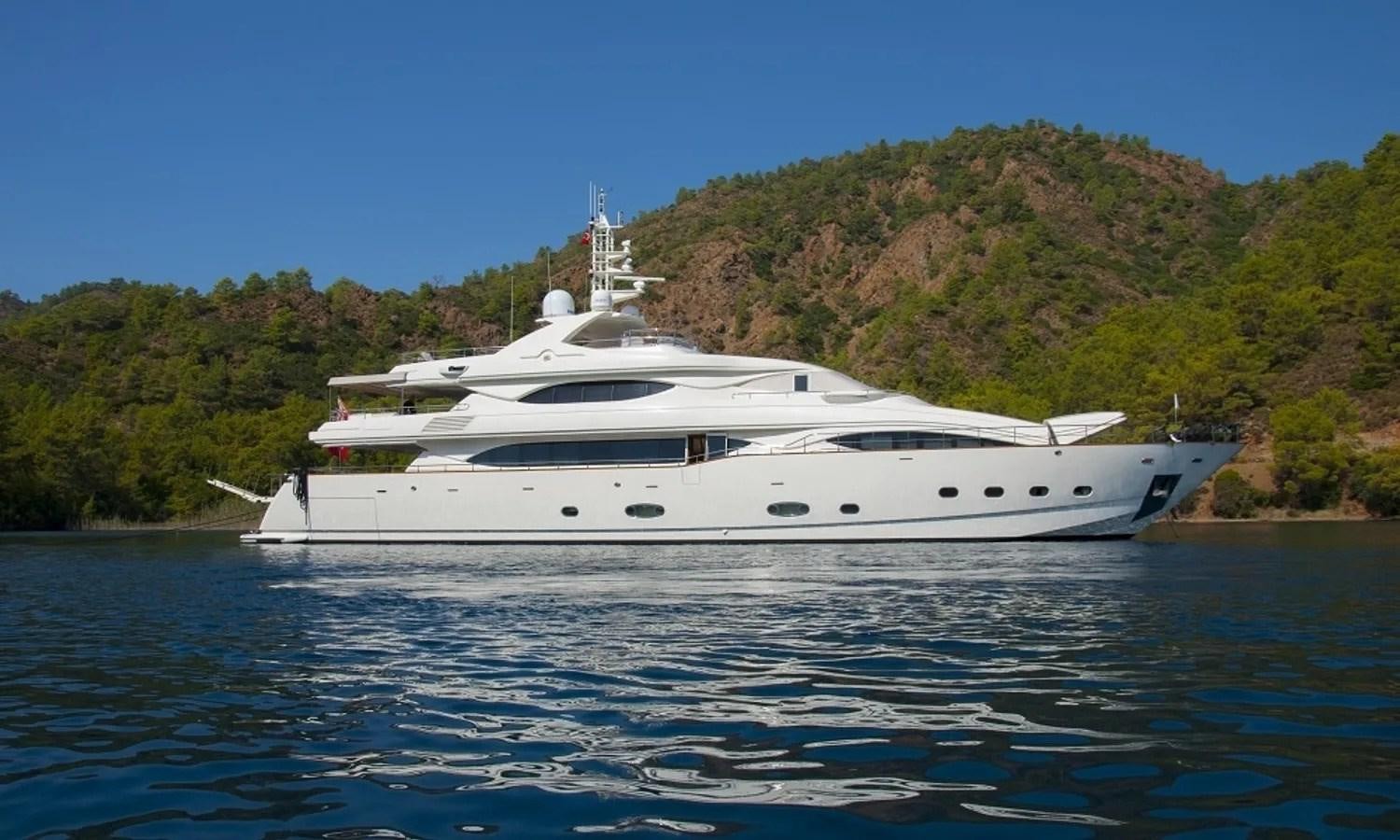 a white yacht on the water aboard ARIELA Yacht for Sale