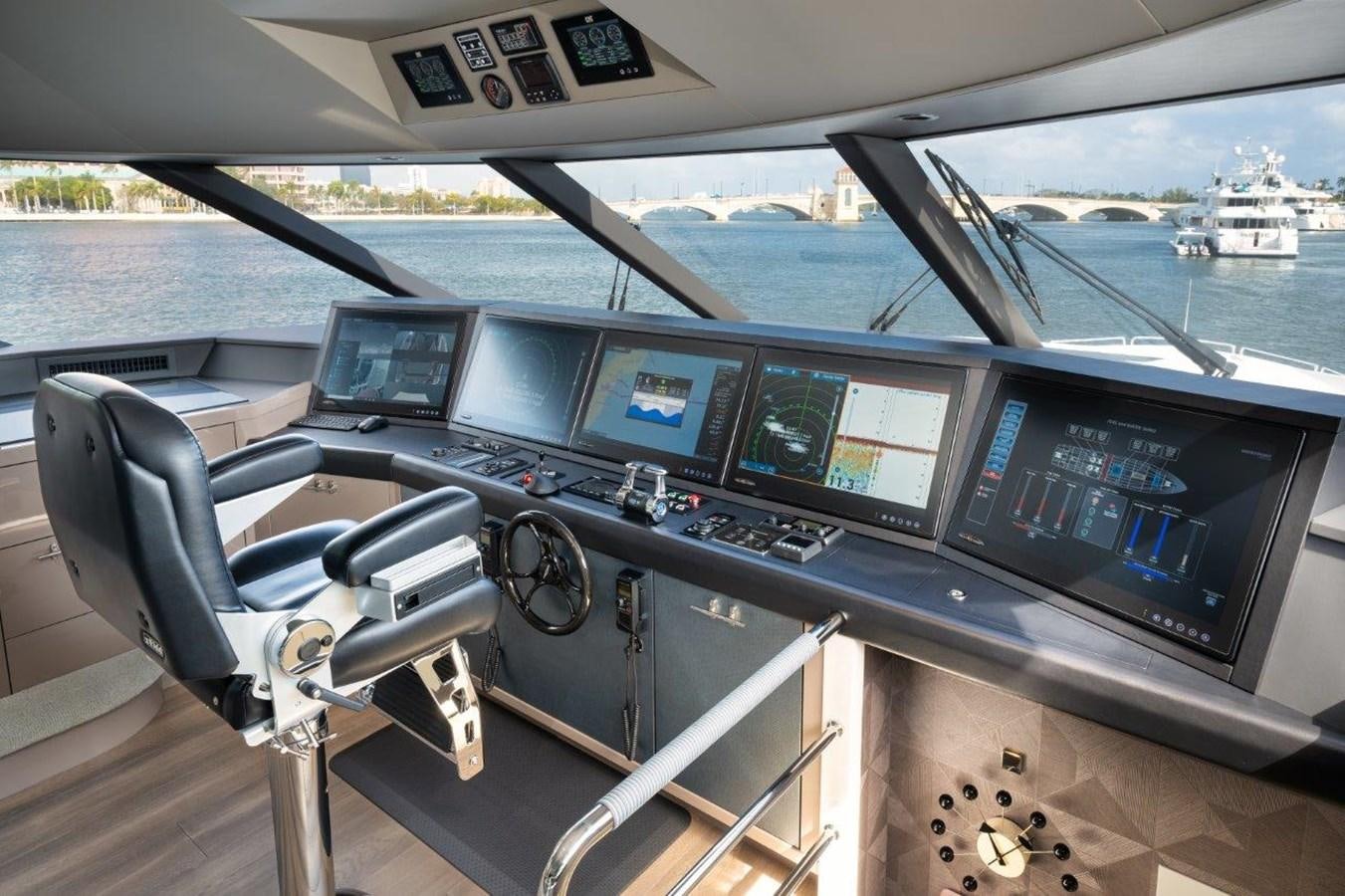 a row of computers on a boat aboard RING-N-WET Yacht for Sale