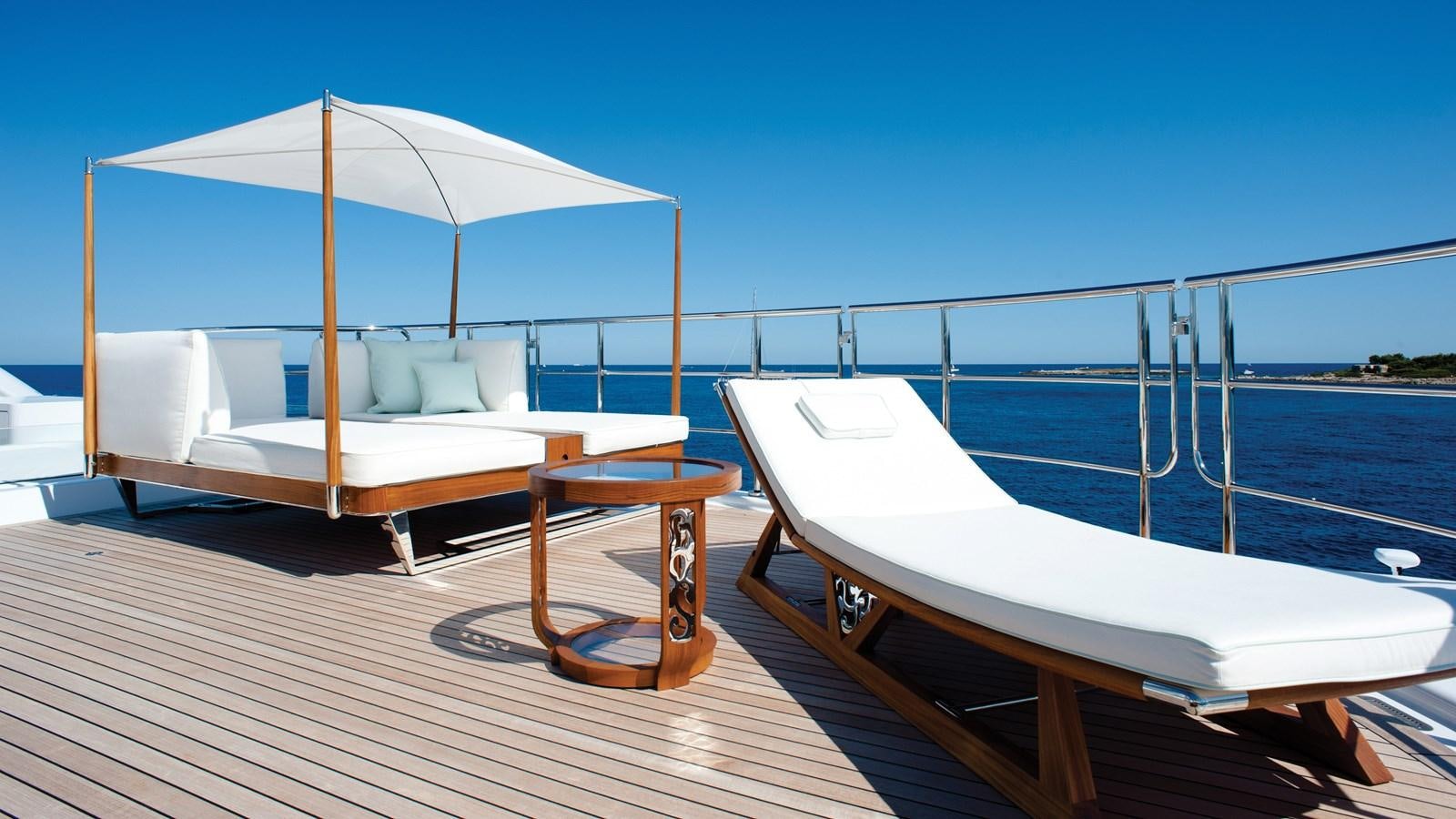 a boat on a deck aboard STEP ONE Yacht for Sale