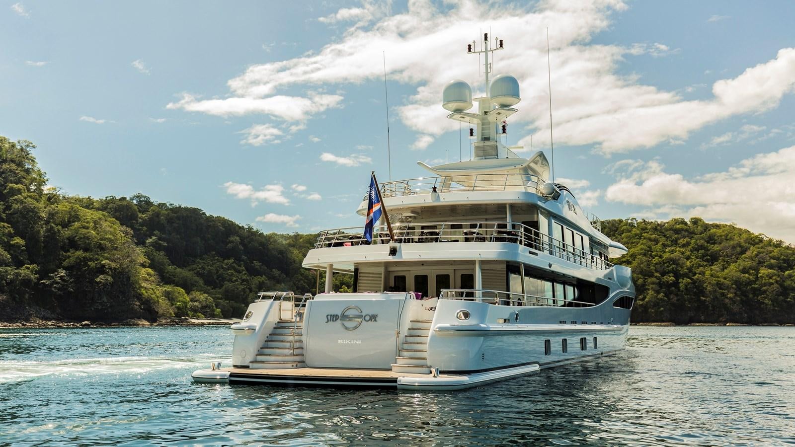 a boat on the water aboard STEP ONE Yacht for Sale