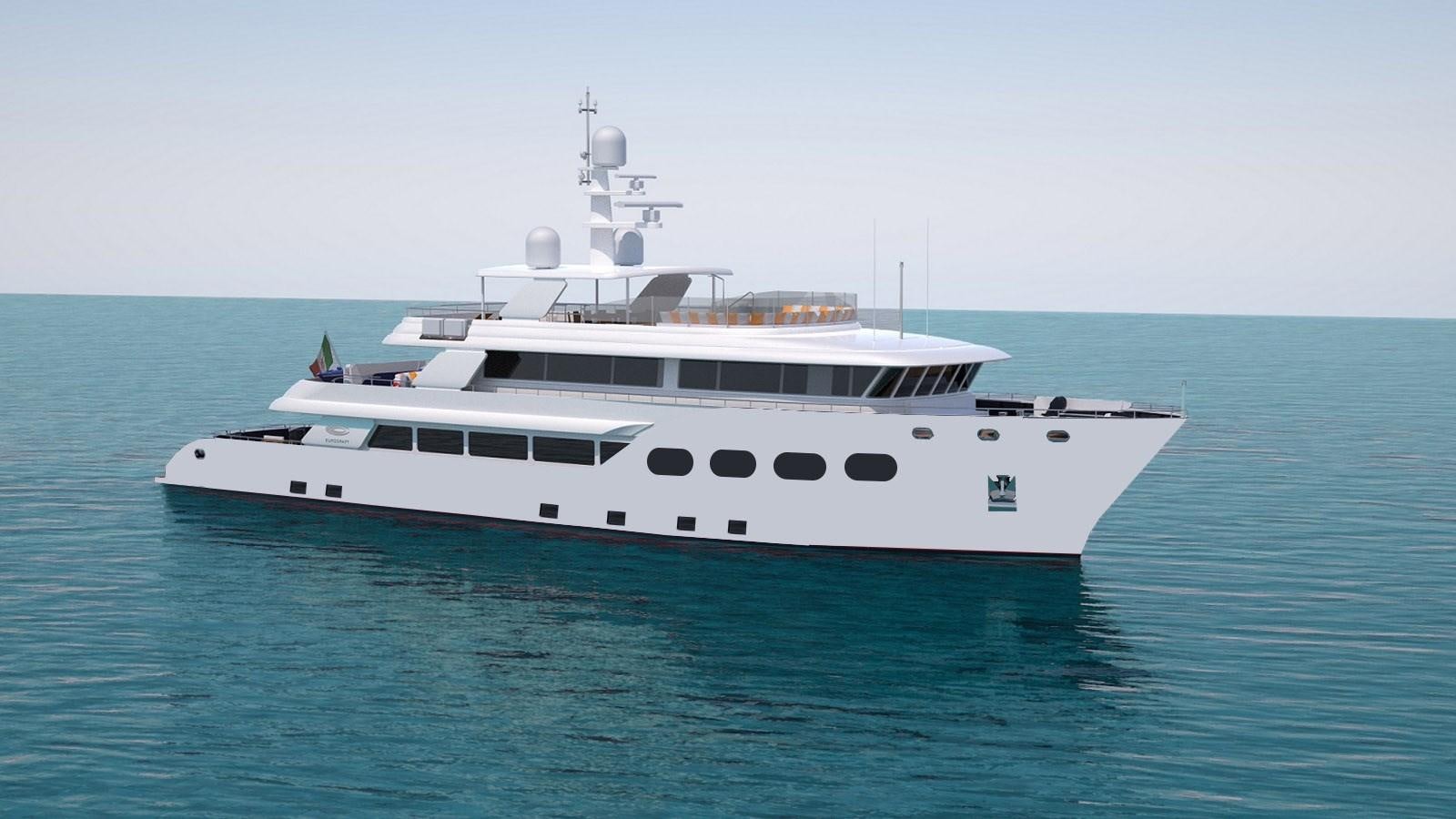 a white yacht in the water aboard BARON TRENCK Yacht for Sale