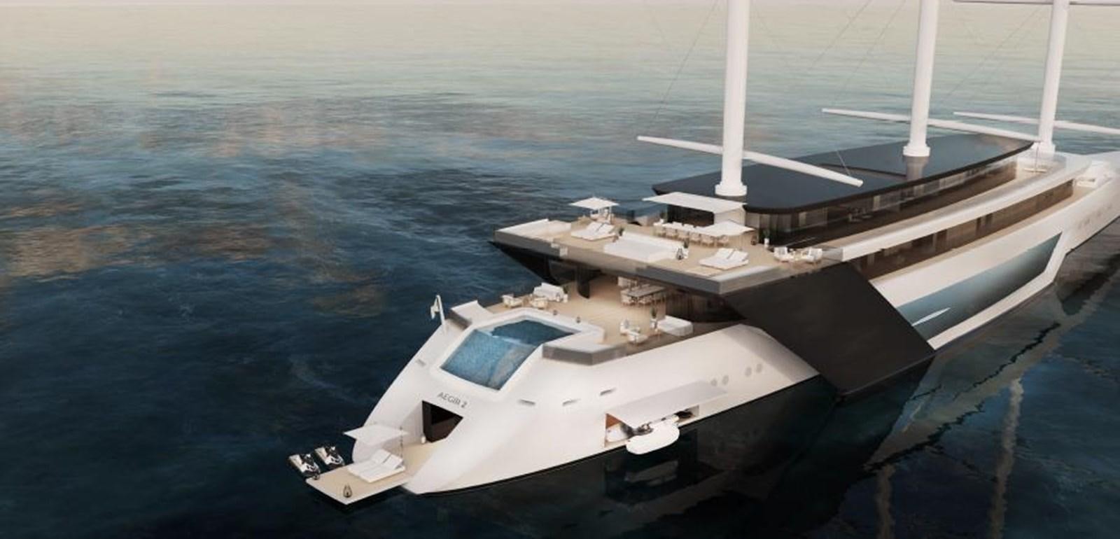 a helicopter flying over a body of water aboard AEGIR 2.0 Yacht for Sale