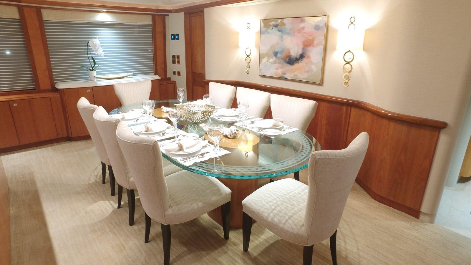 a dining table set for a meal aboard SHORT GAME Yacht for Sale
