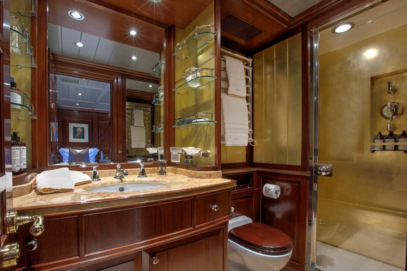 a bathroom with a sink and a toilet aboard MARE NOSTRUM Yacht for Sale