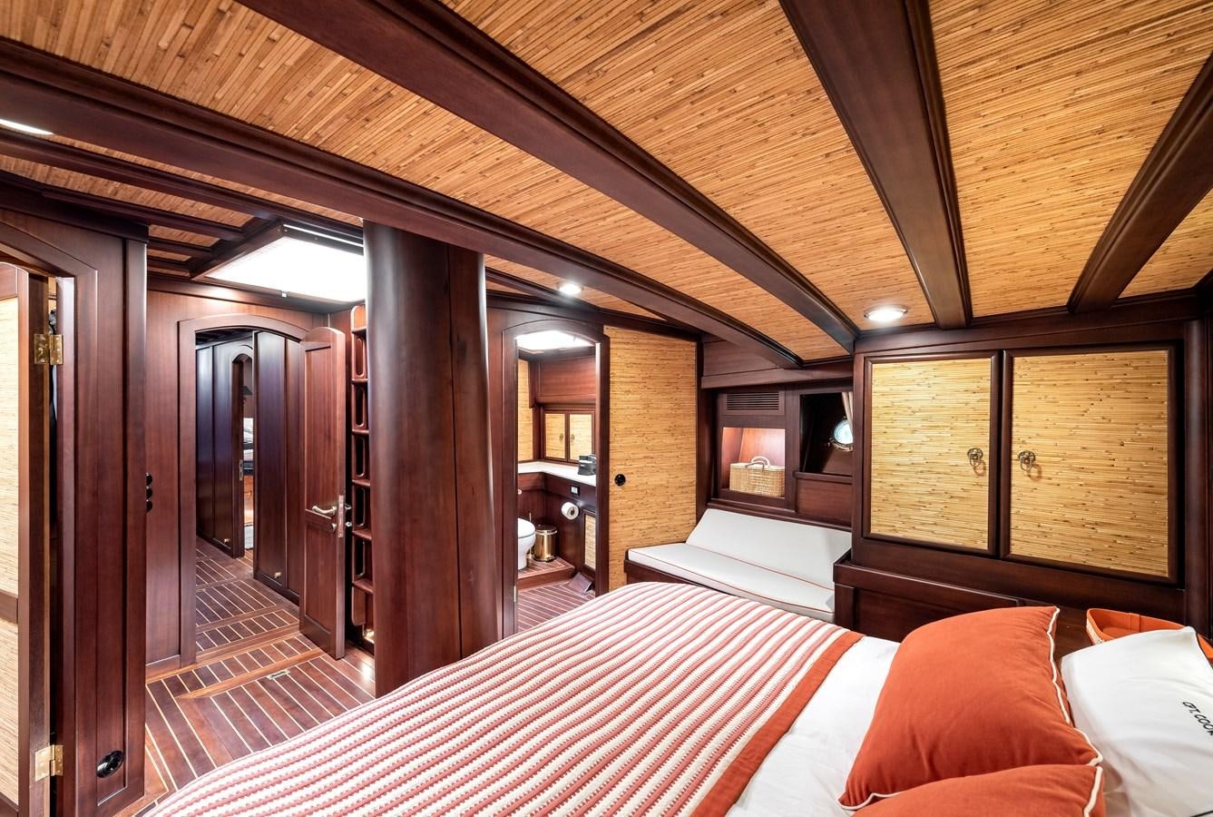 a bed in a room aboard CAPTAIN COOK Yacht for Sale