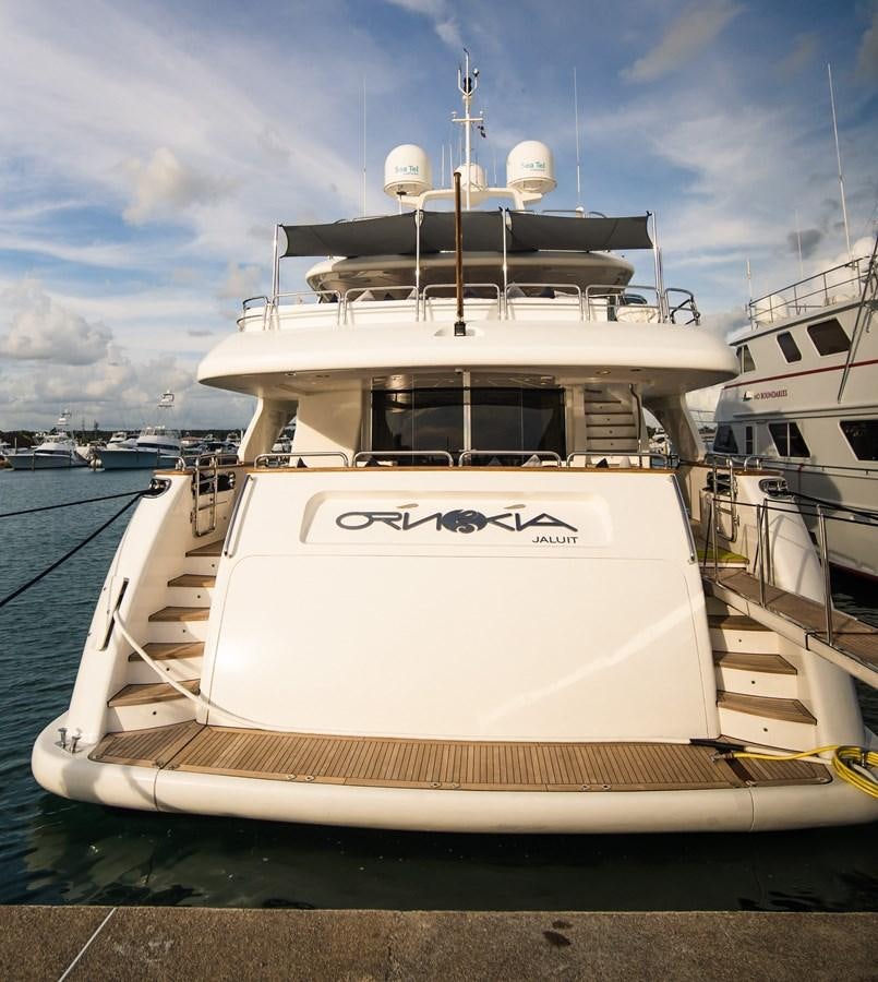 a large white boat aboard ORINOKIA Yacht for Sale