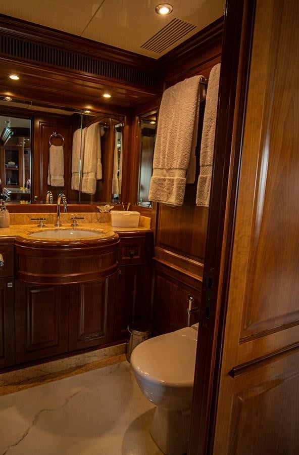 a bathroom with a sink and a toilet aboard ORINOKIA Yacht for Sale