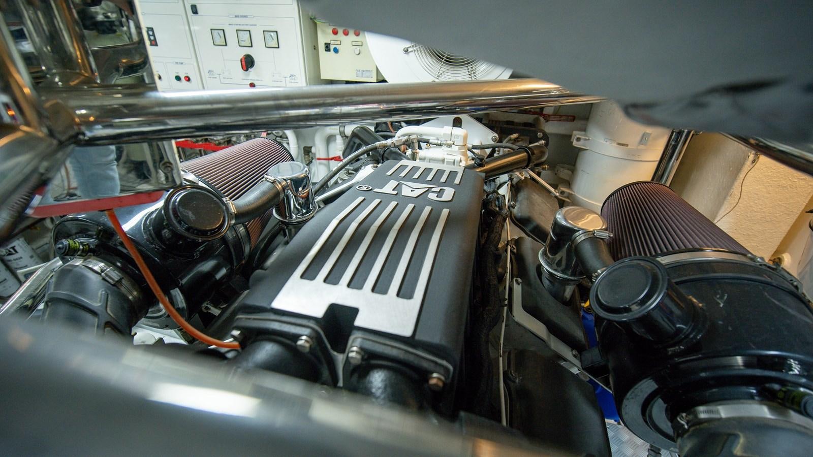 a car engine with a car hood aboard ORINOKIA Yacht for Sale