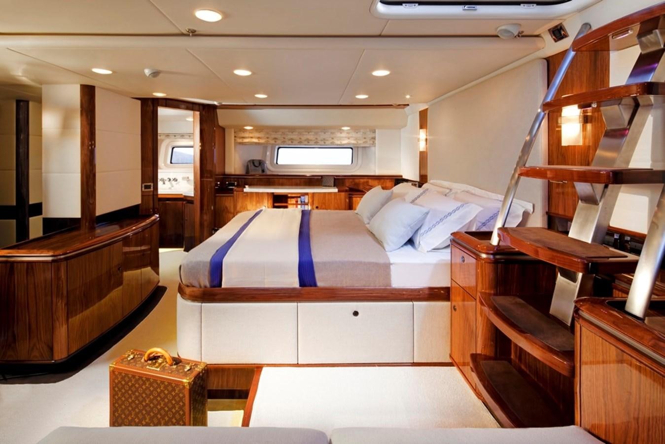 a bed in a room aboard SERAFIM Yacht for Sale