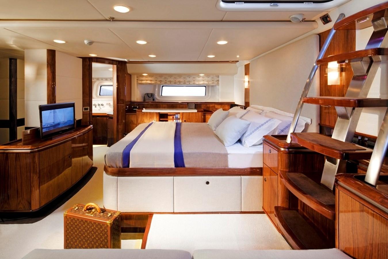 a bed in a room aboard SERAFIM Yacht for Sale
