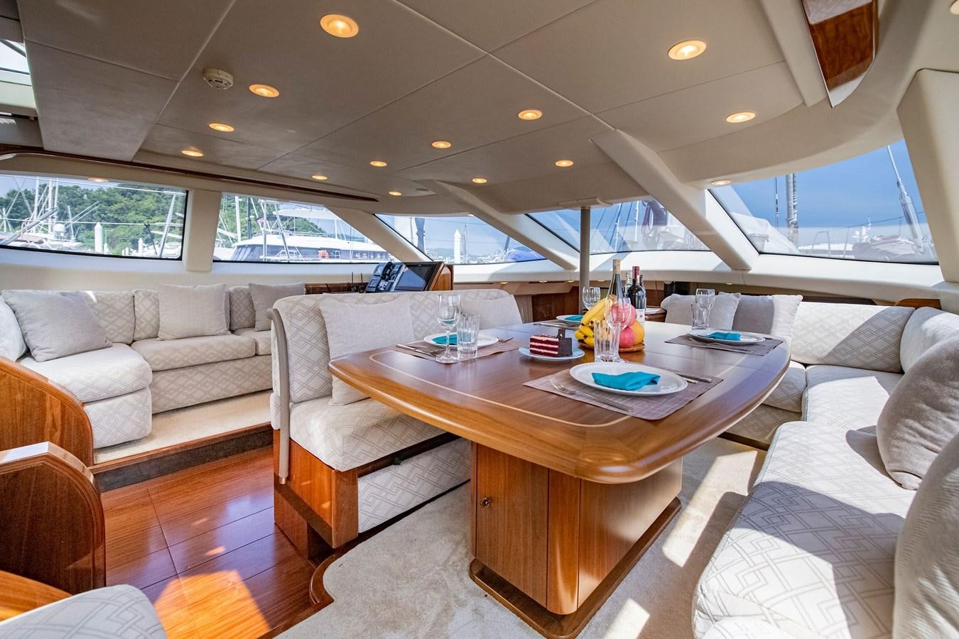a table in a room aboard SERAFIM Yacht for Sale