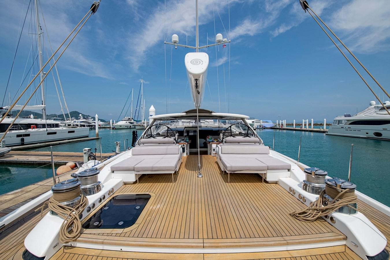 a dock with boats aboard SERAFIM Yacht for Sale