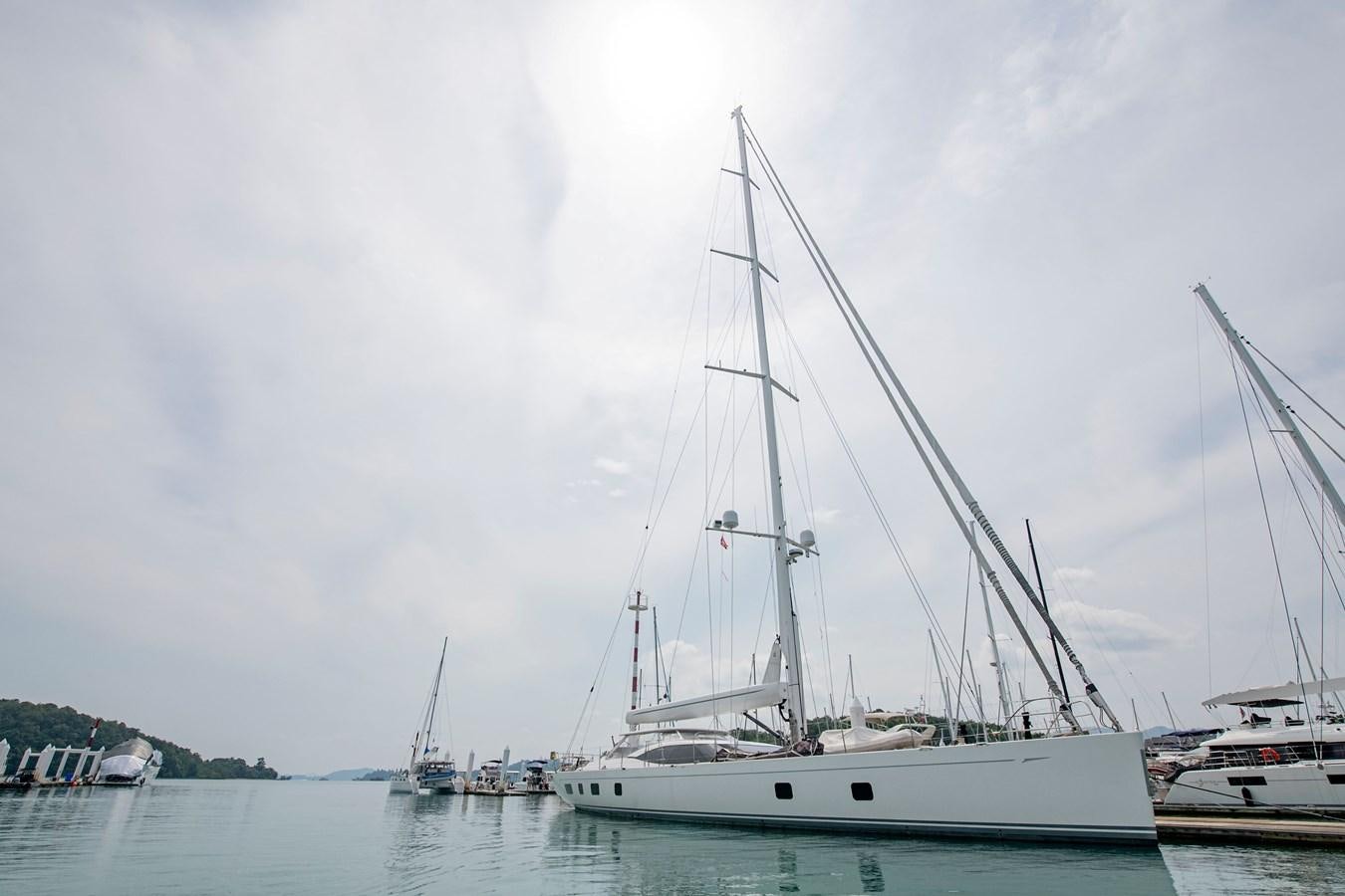 a group of boats in a harbor aboard SERAFIM Yacht for Sale