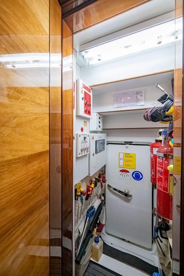 a fridge in a room aboard SERAFIM Yacht for Sale
