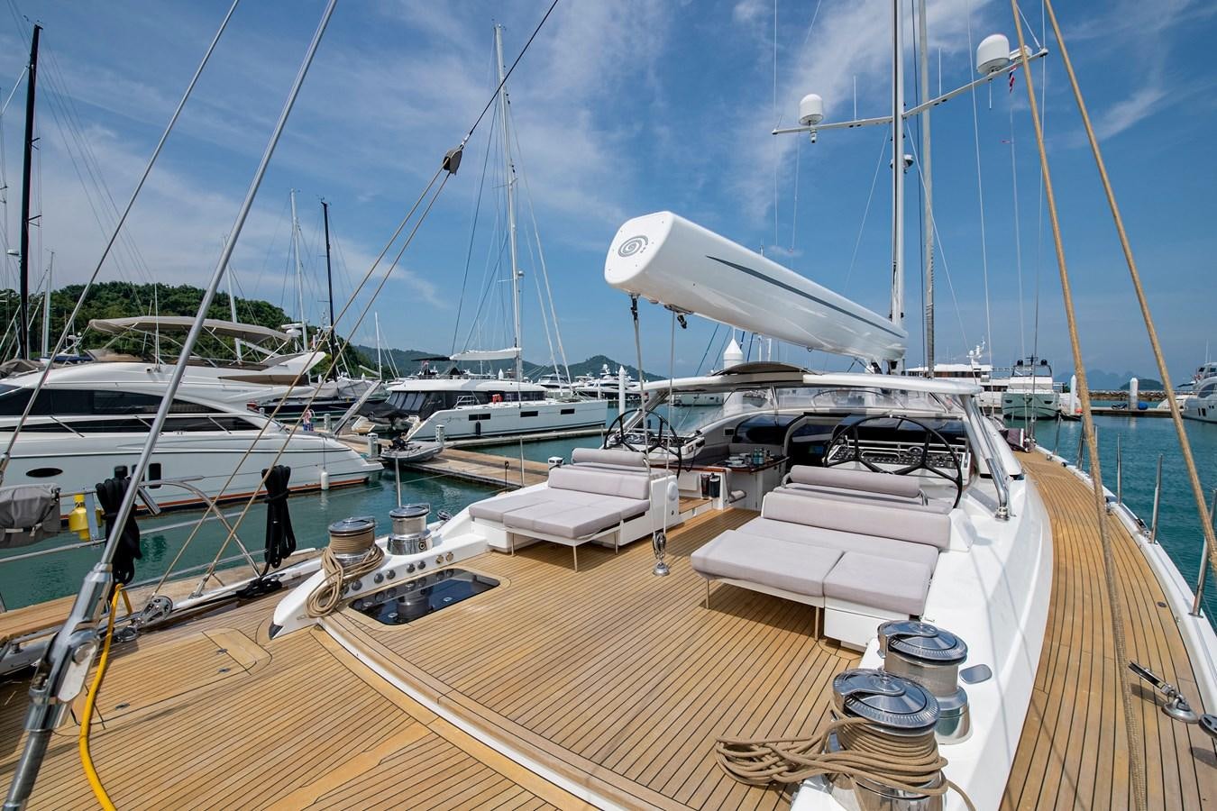 a boat dock with many boats aboard SERAFIM Yacht for Sale