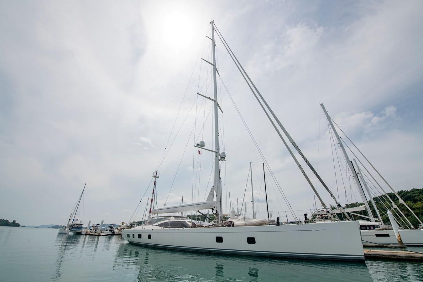 a group of boats in a harbor aboard SERAFIM Yacht for Sale