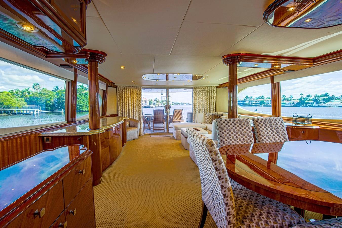 a large room with a large window aboard NEW HORIZON Yacht for Sale
