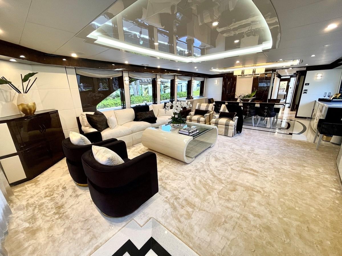 a large room with a large white and black floor aboard NEW BOAT WITH FULL WARRANTIES Yacht for Sale