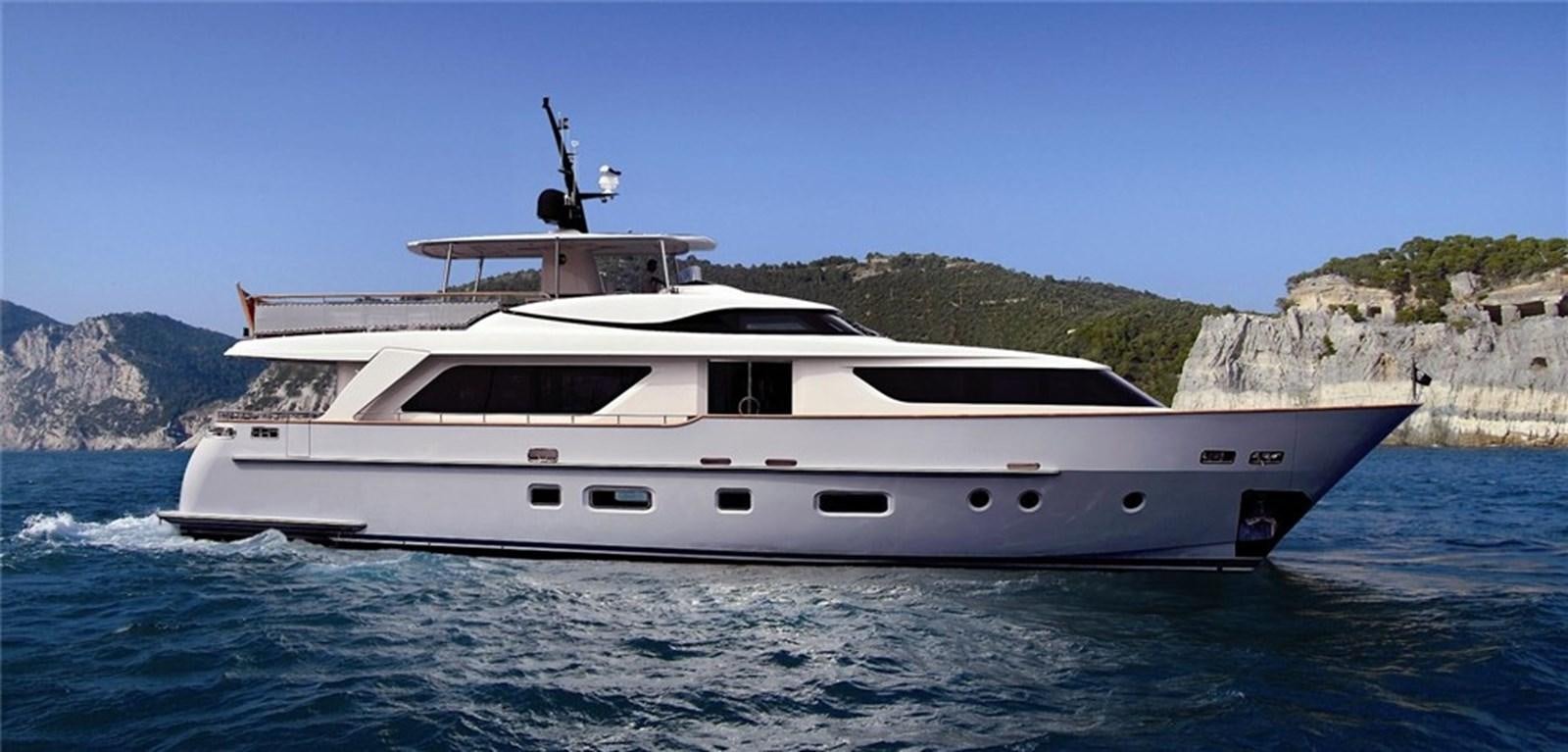 a white yacht on the water aboard ELYSIUM Yacht for Sale