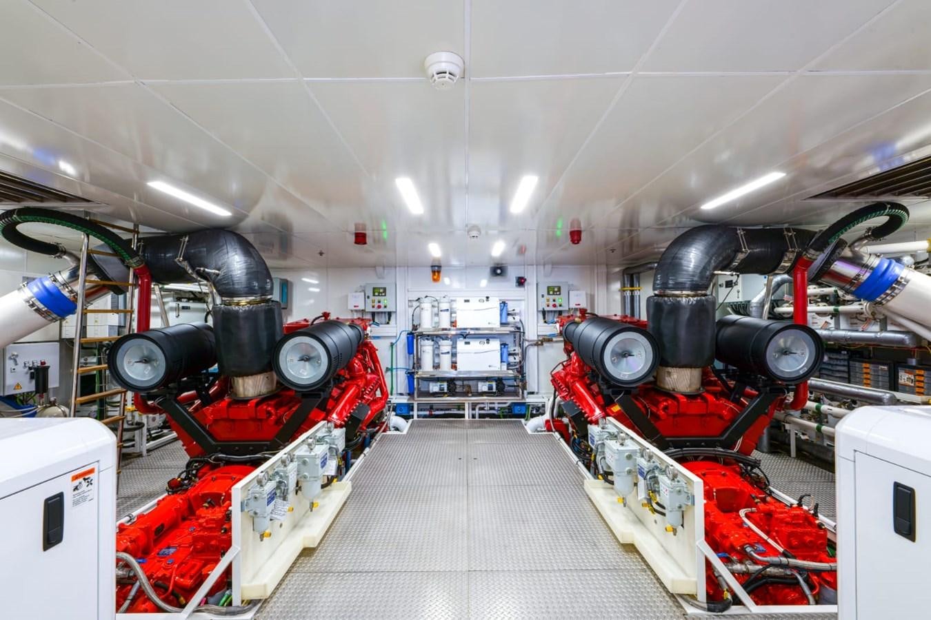a room with several large machinery aboard METEOR Yacht for Sale