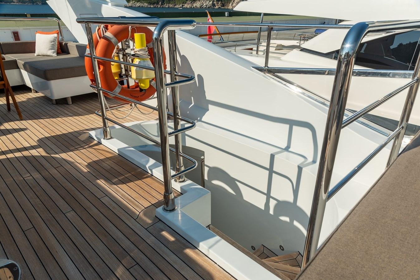 a metal railing with a railing aboard ASYA Yacht for Sale