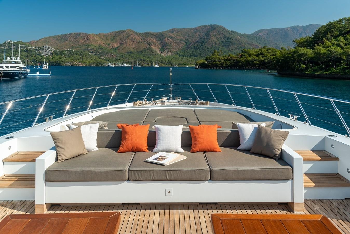 a couch on a boat aboard ASYA Yacht for Sale