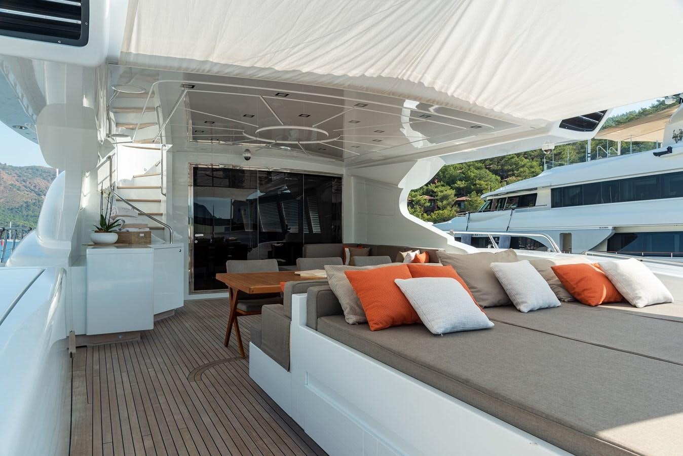 a large bed in a room aboard ASYA Yacht for Sale
