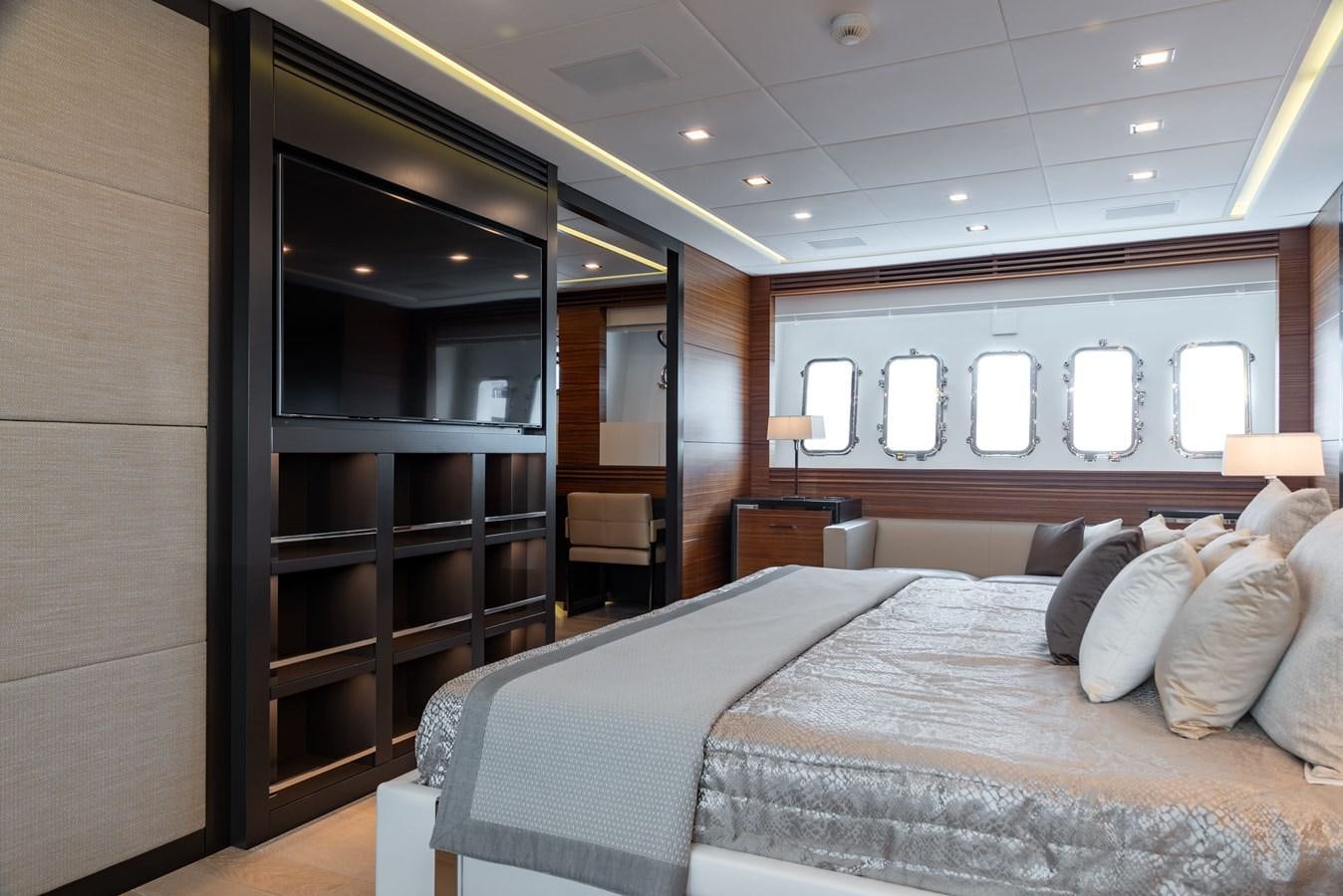 a bed in a room aboard ASYA Yacht for Sale