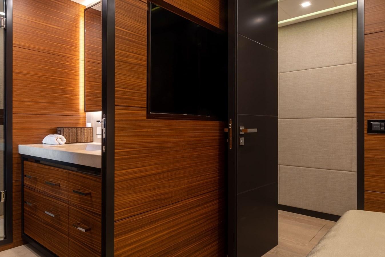 a room with a sink and cabinets aboard ASYA Yacht for Sale