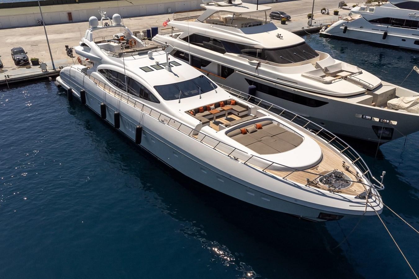 a white boat in a harbor aboard ASYA Yacht for Sale