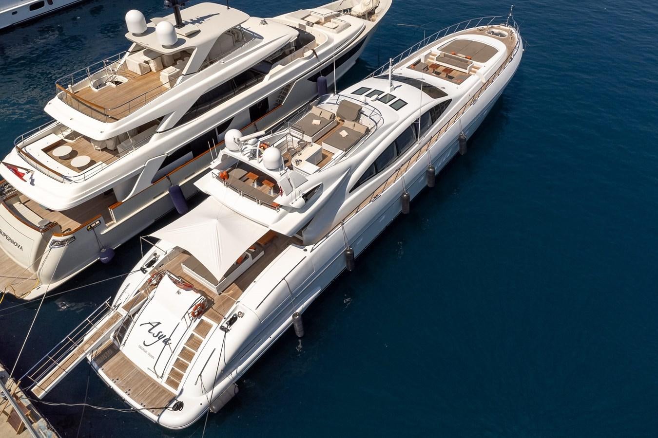 a large ship in the water aboard ASYA Yacht for Sale