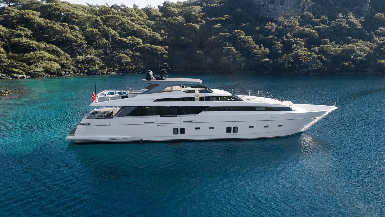 a white yacht in the water aboard 2018 SANLORENZO SL118 #614 Yacht for Sale