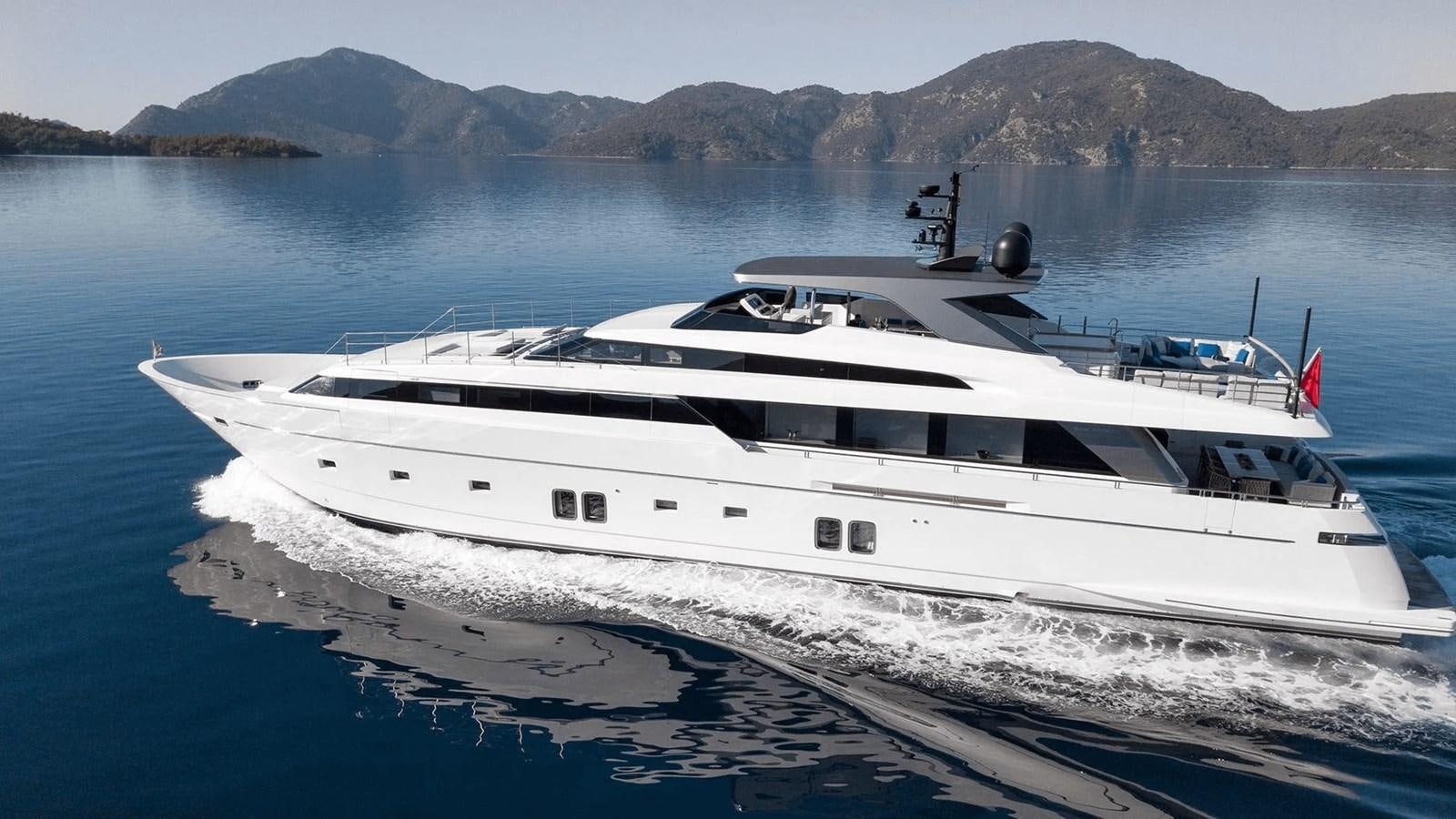 a white yacht on the water aboard 2018 SANLORENZO SL118 #614 Yacht for Sale